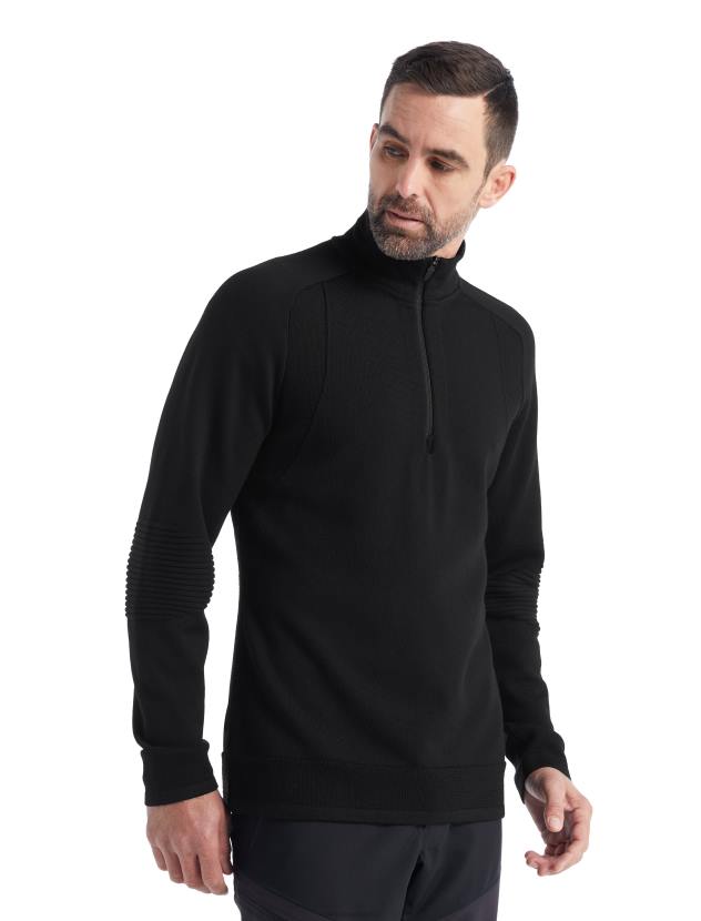 Icebreaker zoneknit merino manga longa meio zíper homens preto roupas  006T231 [006T231] : Inovação vestuário ao ar livre